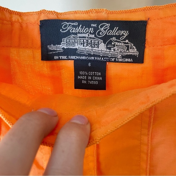 Bright Orange Pleated A Line Skirt - Picture 3 of 7